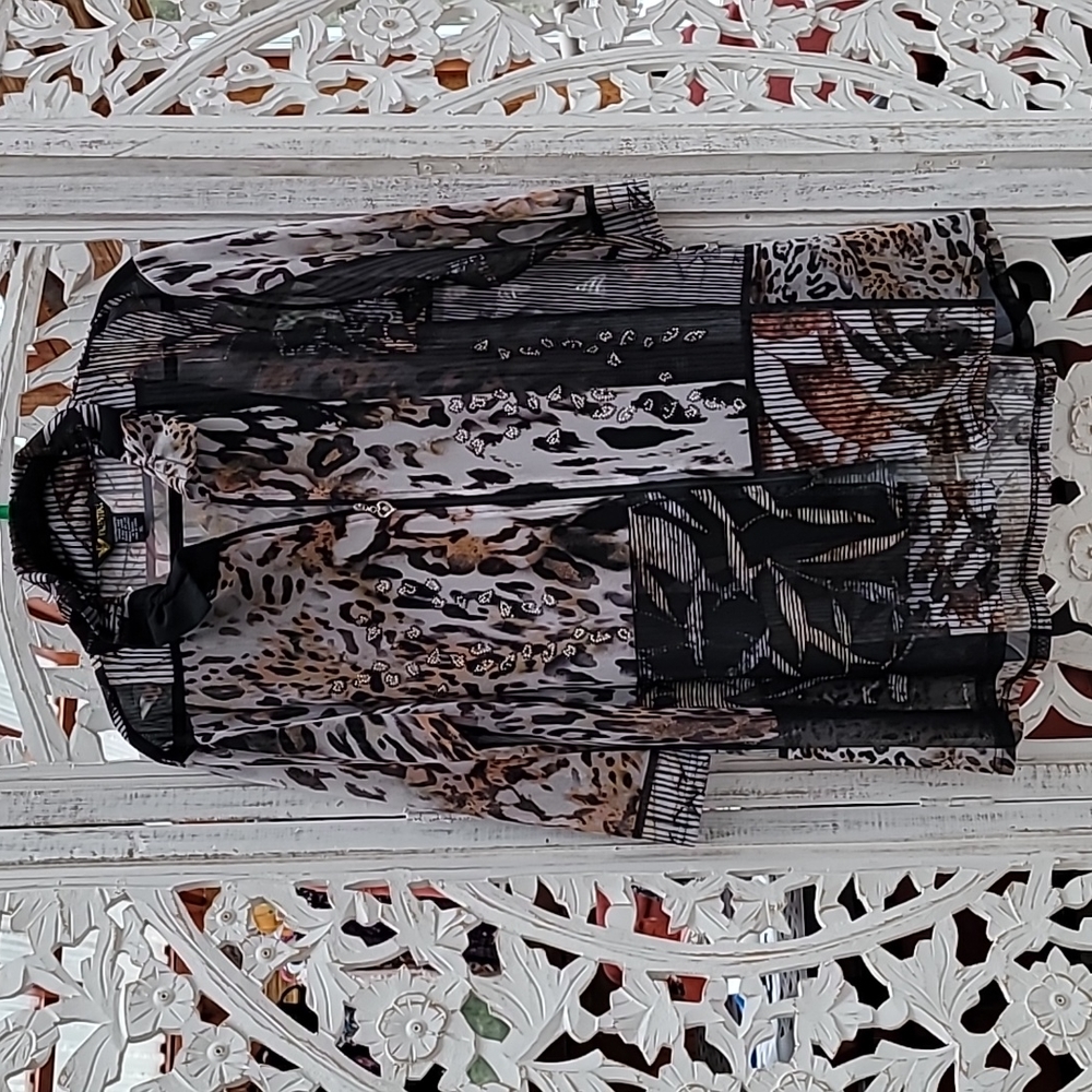 Valentina Sheer Patchwork Zip-Up Jacket With Rhin… - image 2